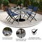 Emma and Oliver Tala Rectangular Tempered Glass Top Patio Table with Umbrella Hole and Black Steel Tube Frame